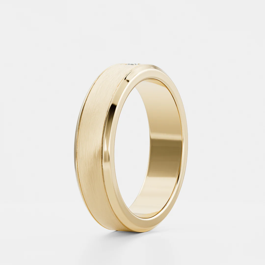 The Adonis Ring - Round Brilliant Inlay Brushed Men's Ceremonial Band - Image 16