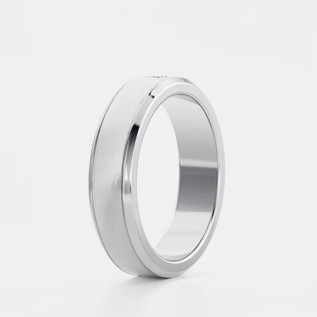 The Adonis Ring - Round Brilliant Inlay Brushed Men's Ceremonial Band - Image 17