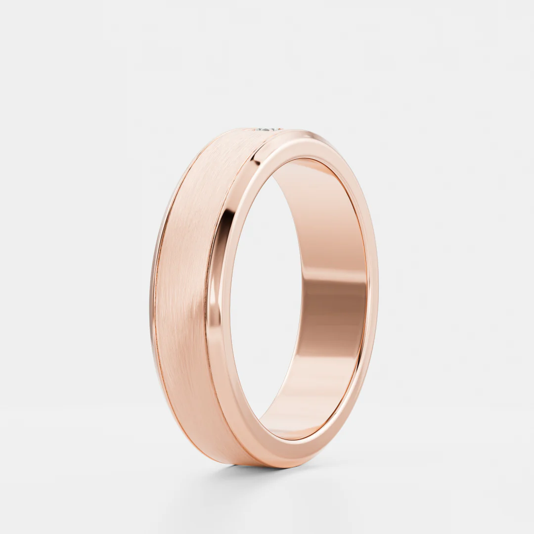 The Adonis Ring - Round Brilliant Inlay Brushed Men's Ceremonial Band - Image 18