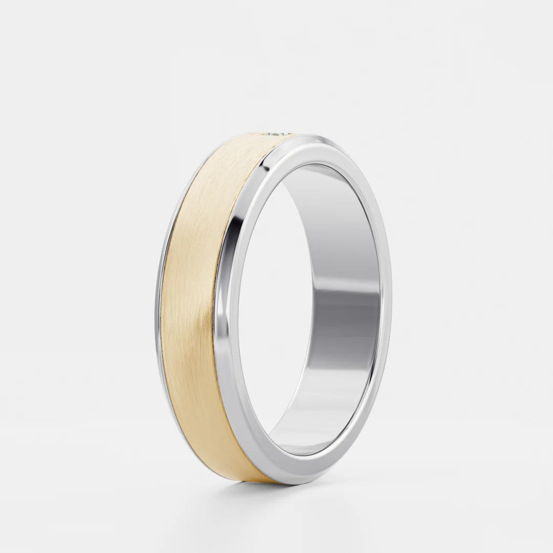 The Adonis Ring - Round Brilliant Inlay Brushed Men's Ceremonial Band - Image 19