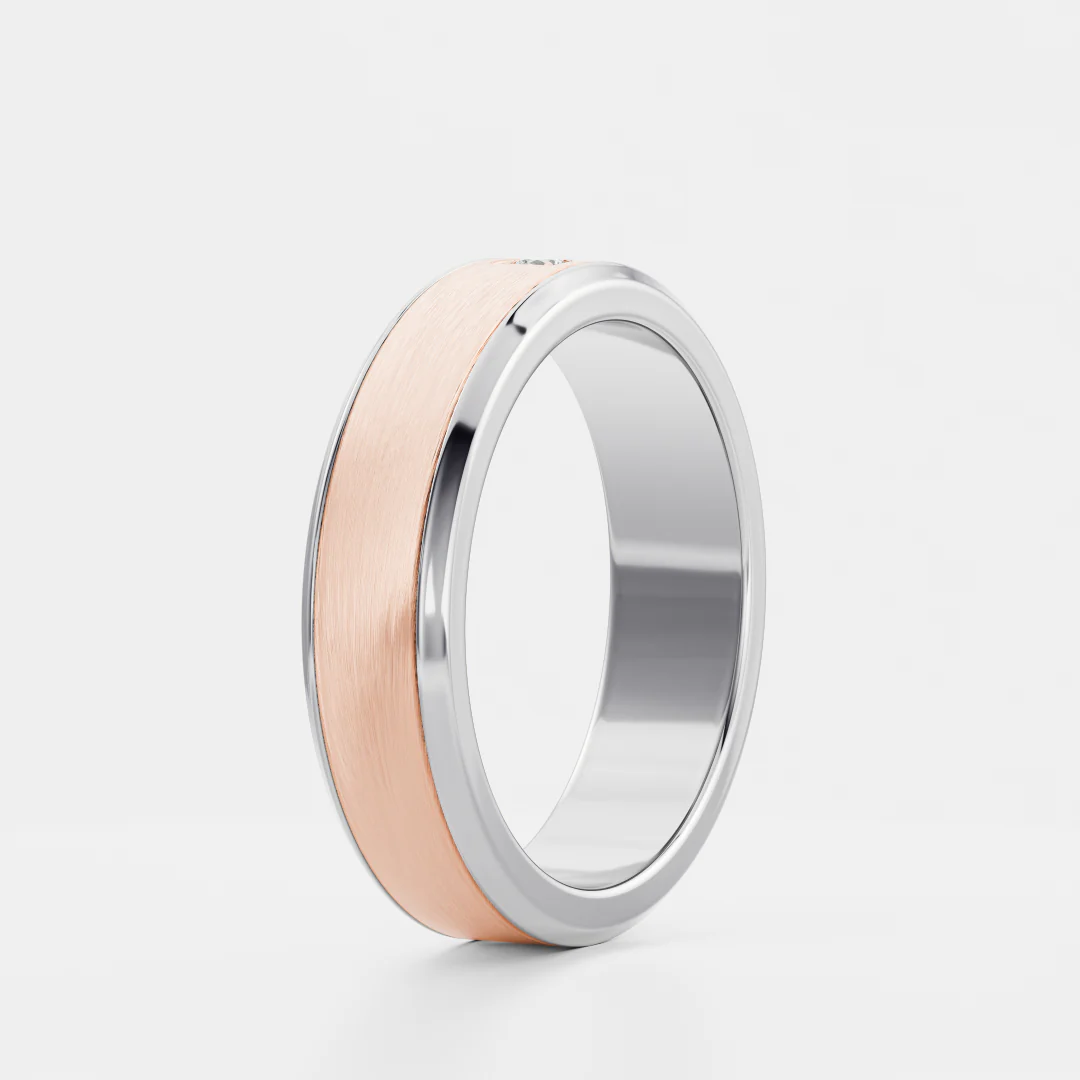 The Adonis Ring - Round Brilliant Inlay Brushed Men's Ceremonial Band - Image 20