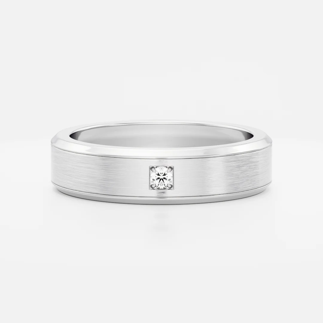 The Adonis Ring - Round Brilliant Inlay Brushed Men's Ceremonial Band - Image 3