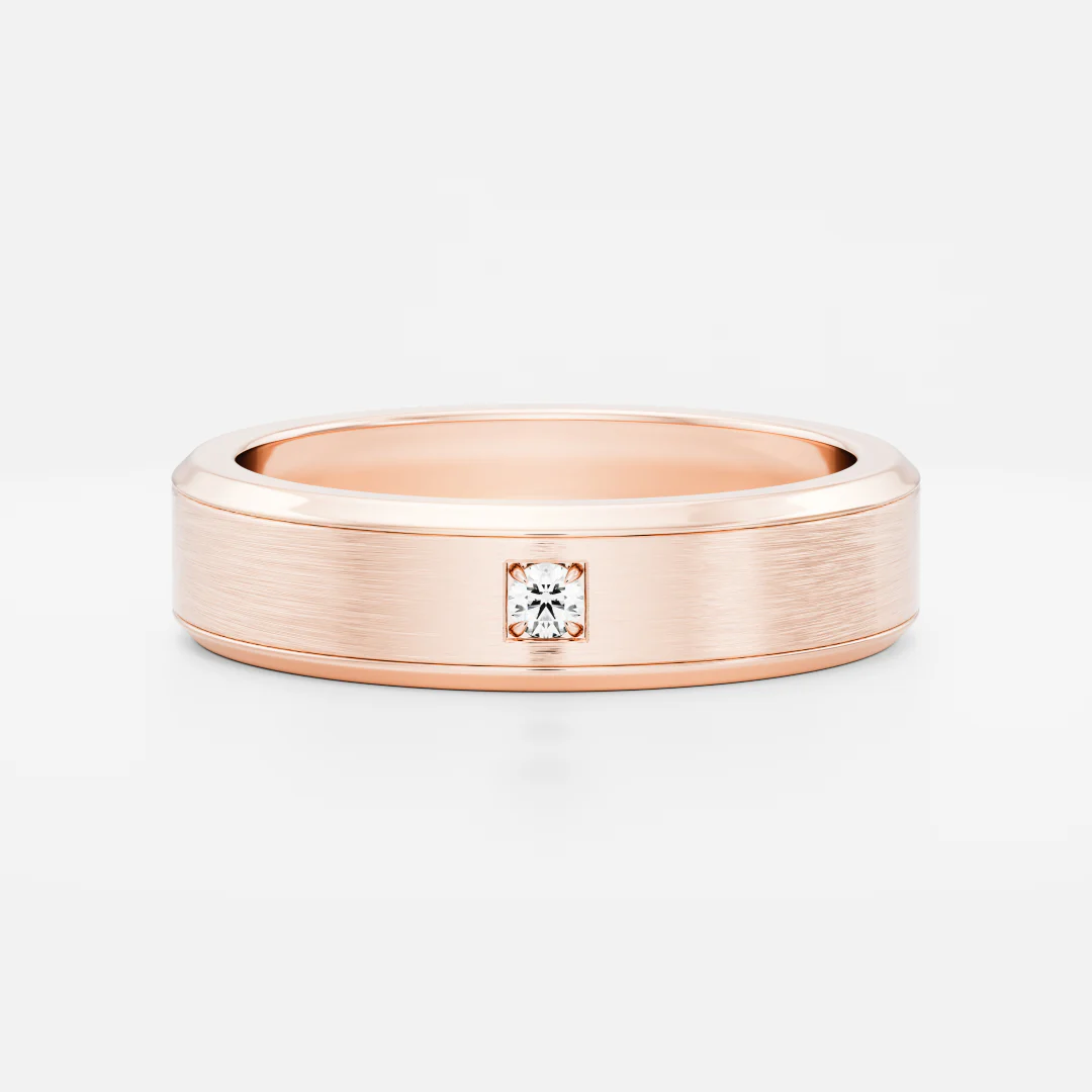 The Adonis Ring - Round Brilliant Inlay Brushed Men's Ceremonial Band - Image 4