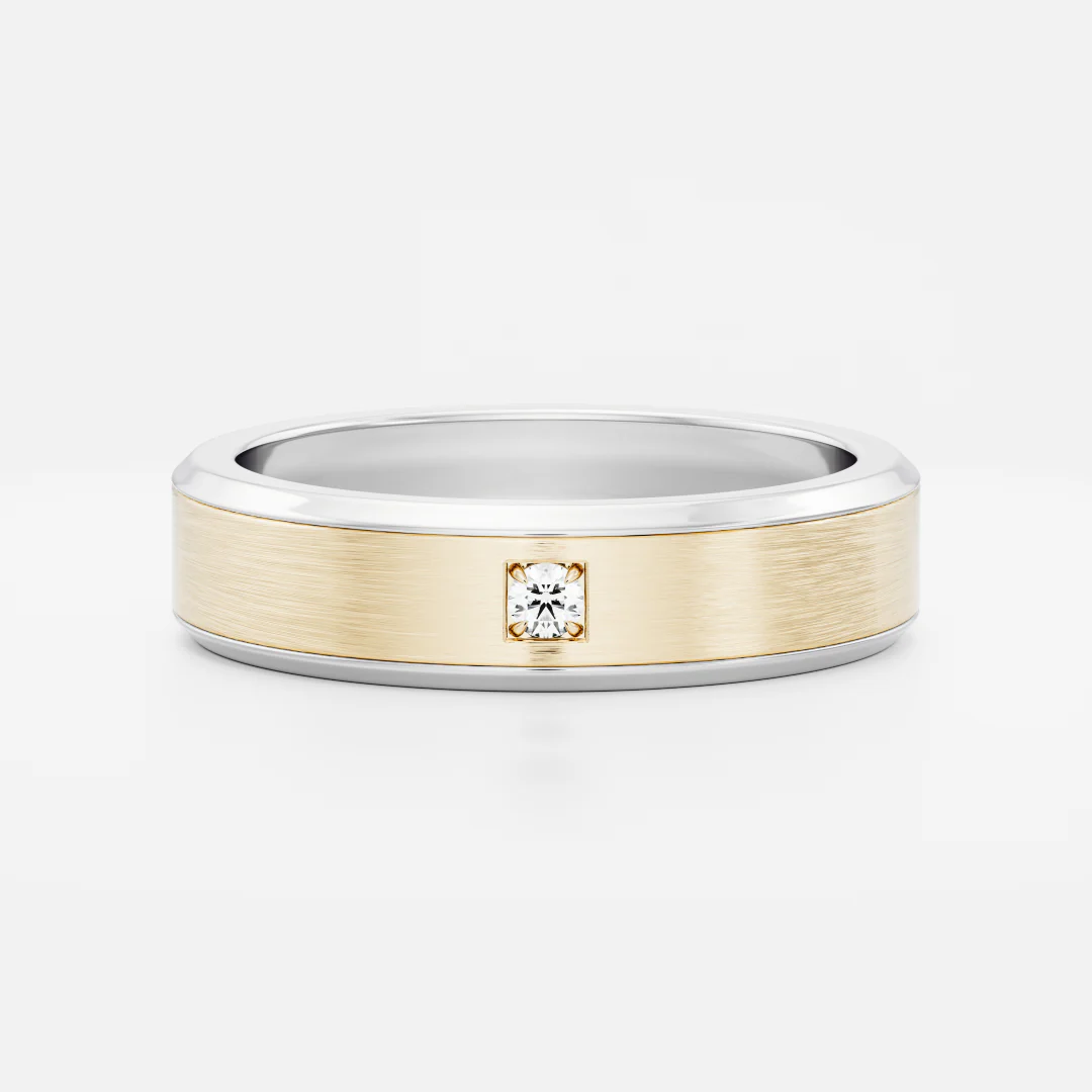 The Adonis Ring - Round Brilliant Inlay Brushed Men's Ceremonial Band - Image 5