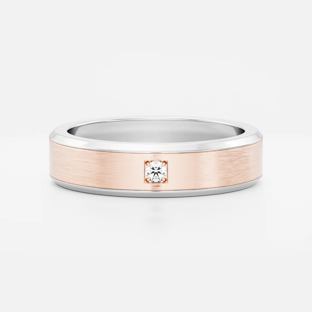 The Adonis Ring - Round Brilliant Inlay Brushed Men's Ceremonial Band - Image 6