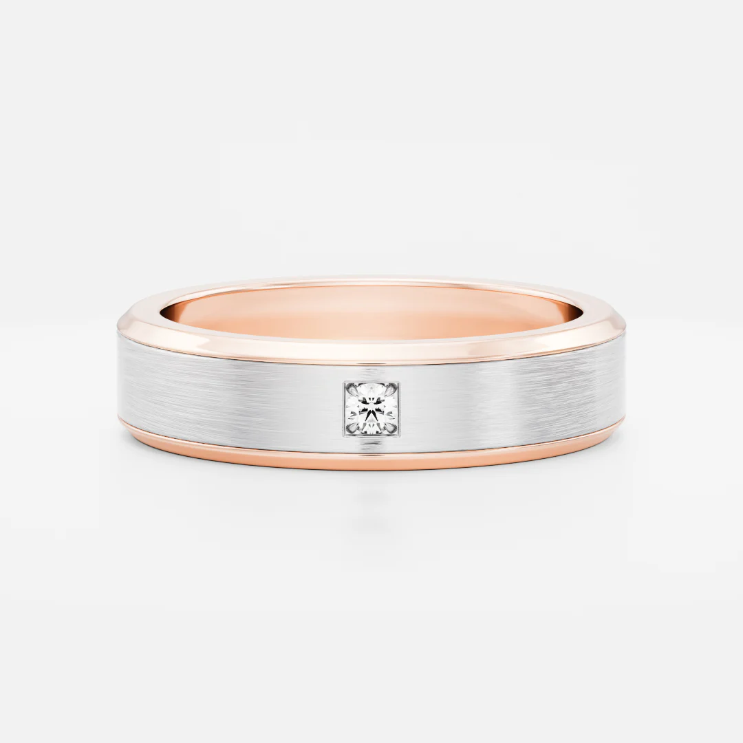 The Adonis Ring - Round Brilliant Inlay Brushed Men's Ceremonial Band - Image 8