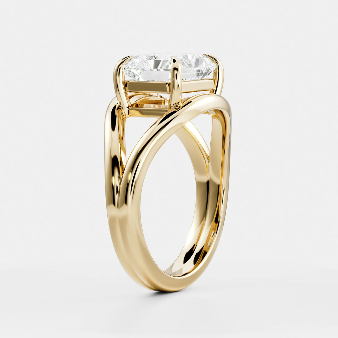The Aleasa Ring - 1.30ct Lab Diamond Split Shank East-West Radiant Solitaire - Image 4