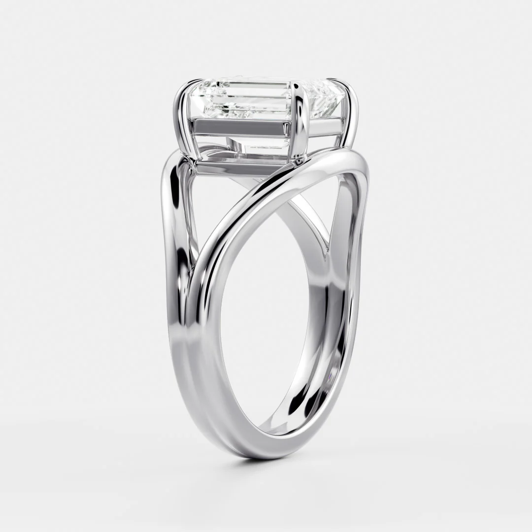 The Elise Ring - 2.8ct Moissanite Split Shank Emerald Solitaire - Image 4
