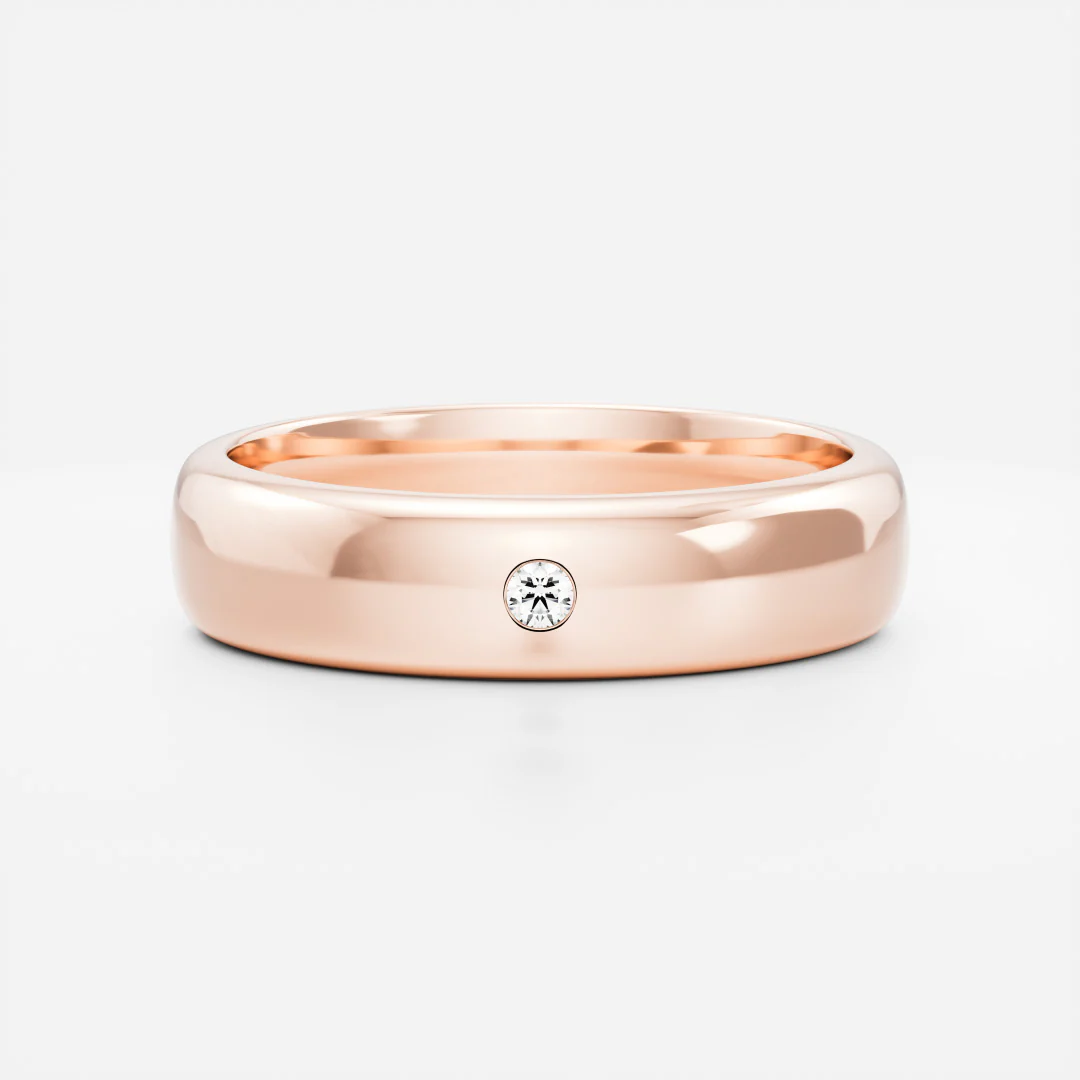The Alexander Ring - Round Brilliant Inlay Comfort Fit Men's Ceremonial Band - Image 3