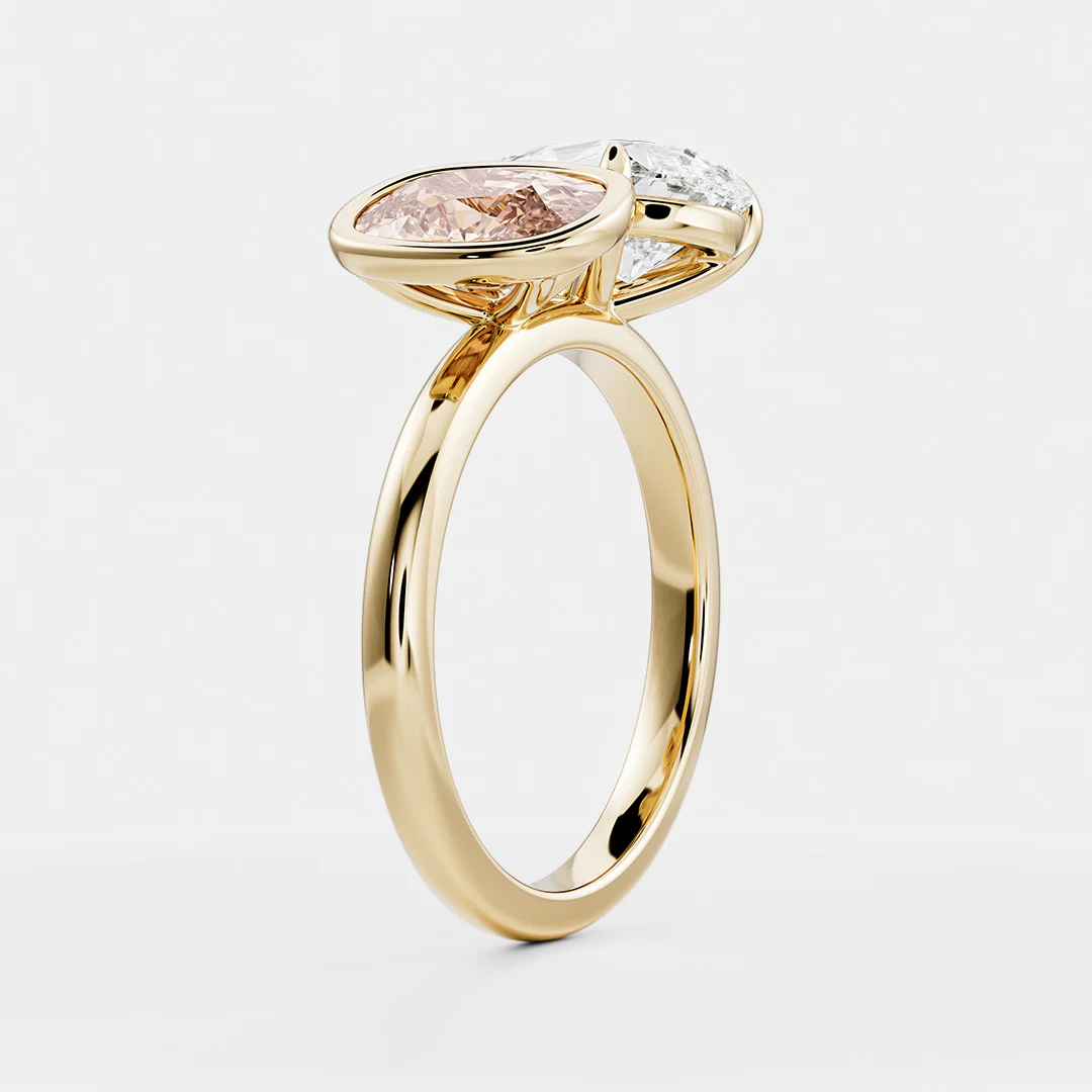 The Amaya Ring - 1.52ct Elongated Cushion Bezel and 2.02ct Pear Toi et Moi - Image 7