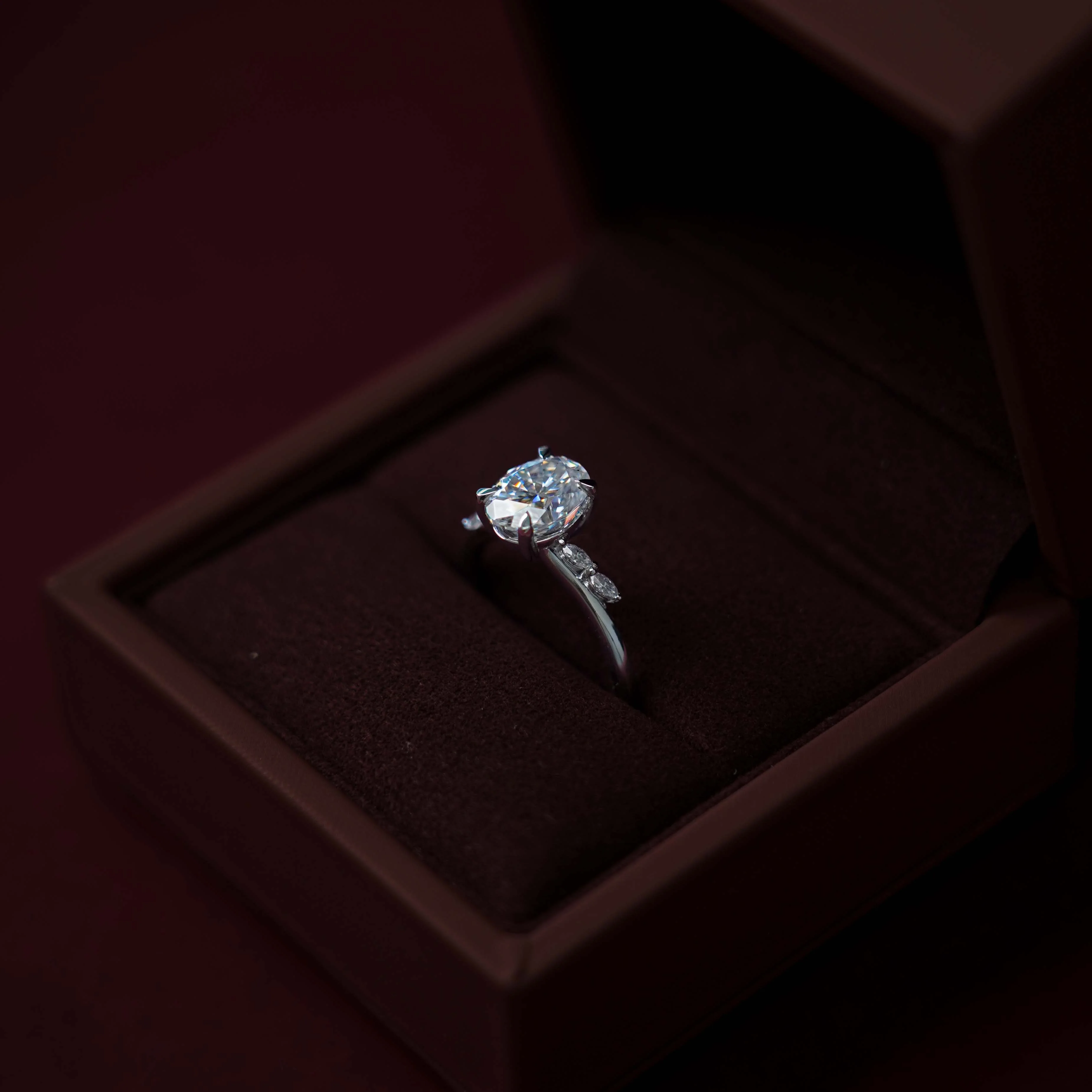 The Amira Ring - 2.1ct Moissanite Oval with Marquise Accents - Image 2