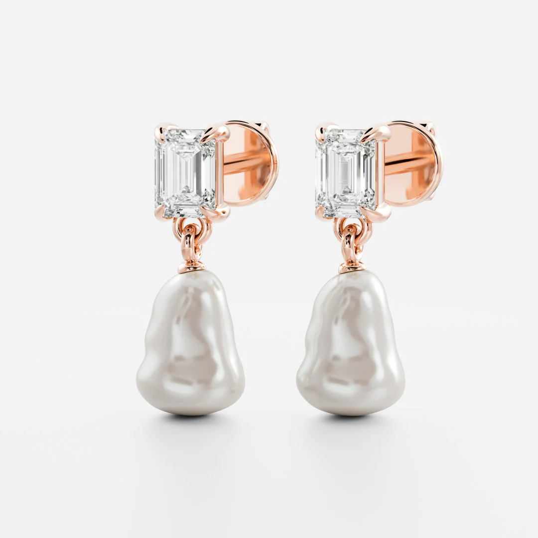 The Angelina Earrings - Keshi Pearl Emerald Drop Earrings - Image 10