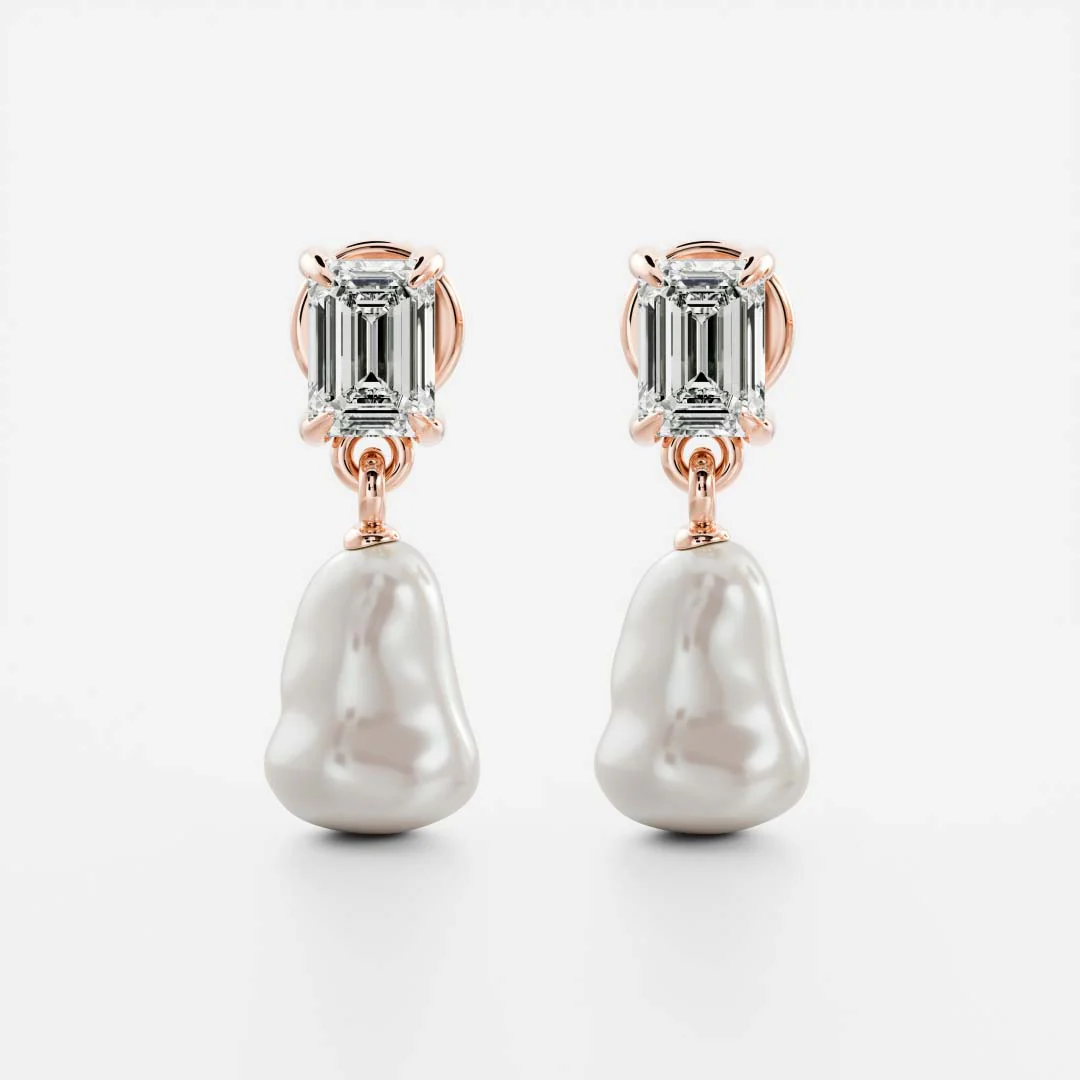 The Angelina Earrings - Keshi Pearl Emerald Drop Earrings - Image 4