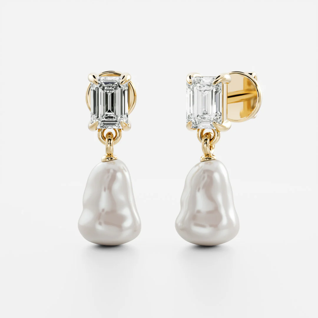 The Angelina Earrings - Keshi Pearl Emerald Drop Earrings - Image 5