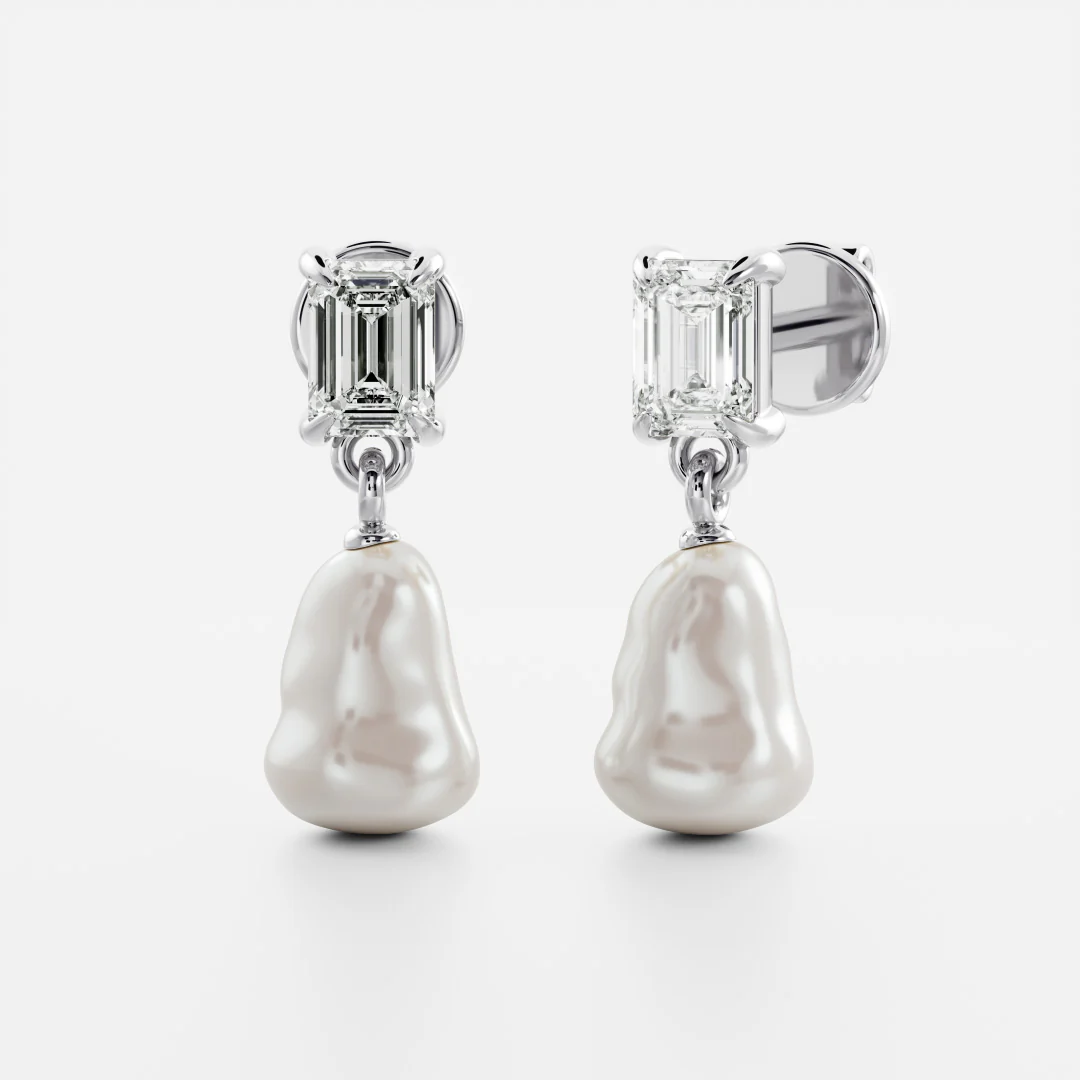 The Angelina Earrings - Keshi Pearl Emerald Drop Earrings - Image 6