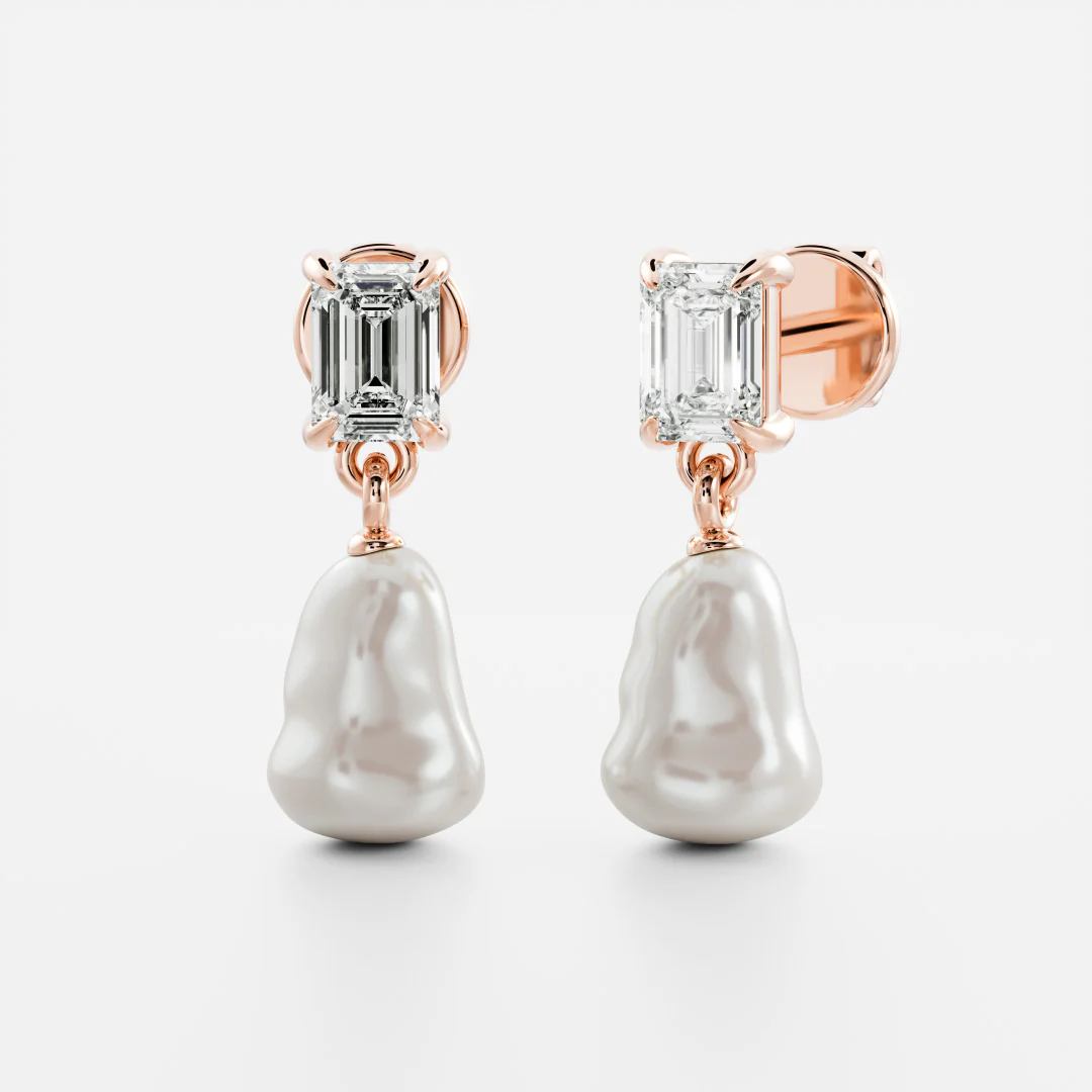 The Angelina Earrings - Keshi Pearl Emerald Drop Earrings - Image 7