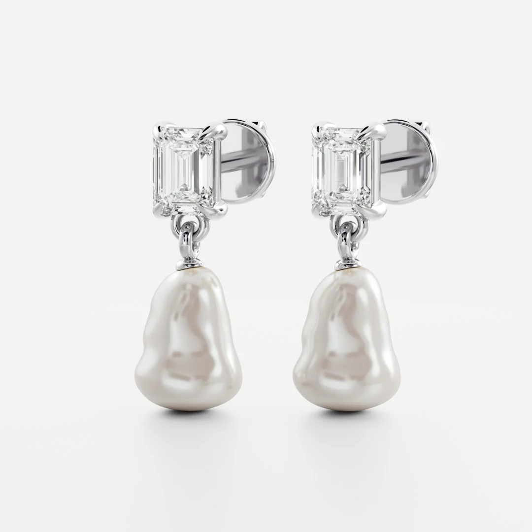 The Angelina Earrings - Keshi Pearl Emerald Drop Earrings - Image 9