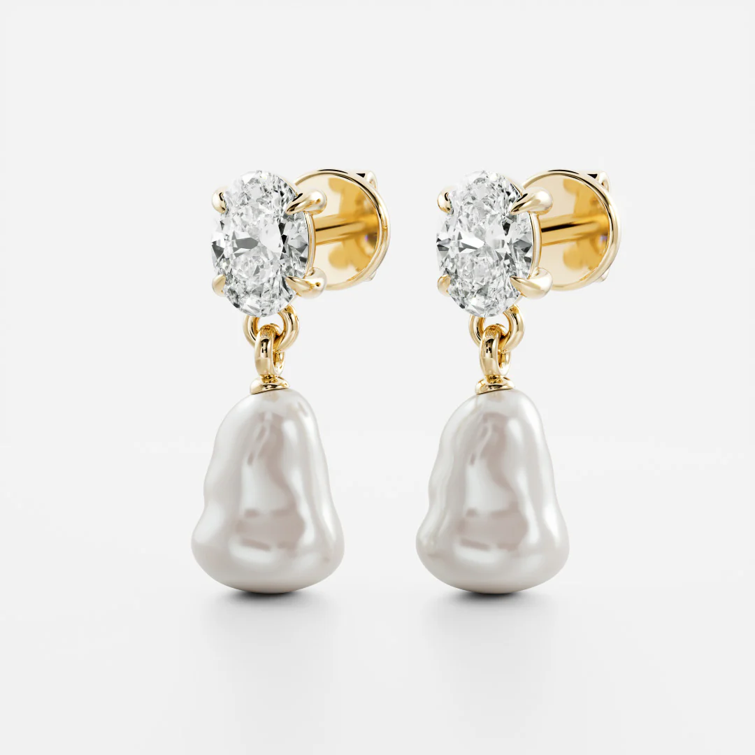 The Angelina Earrings - Keshi Pearl Oval Drop Earrings - Image 10
