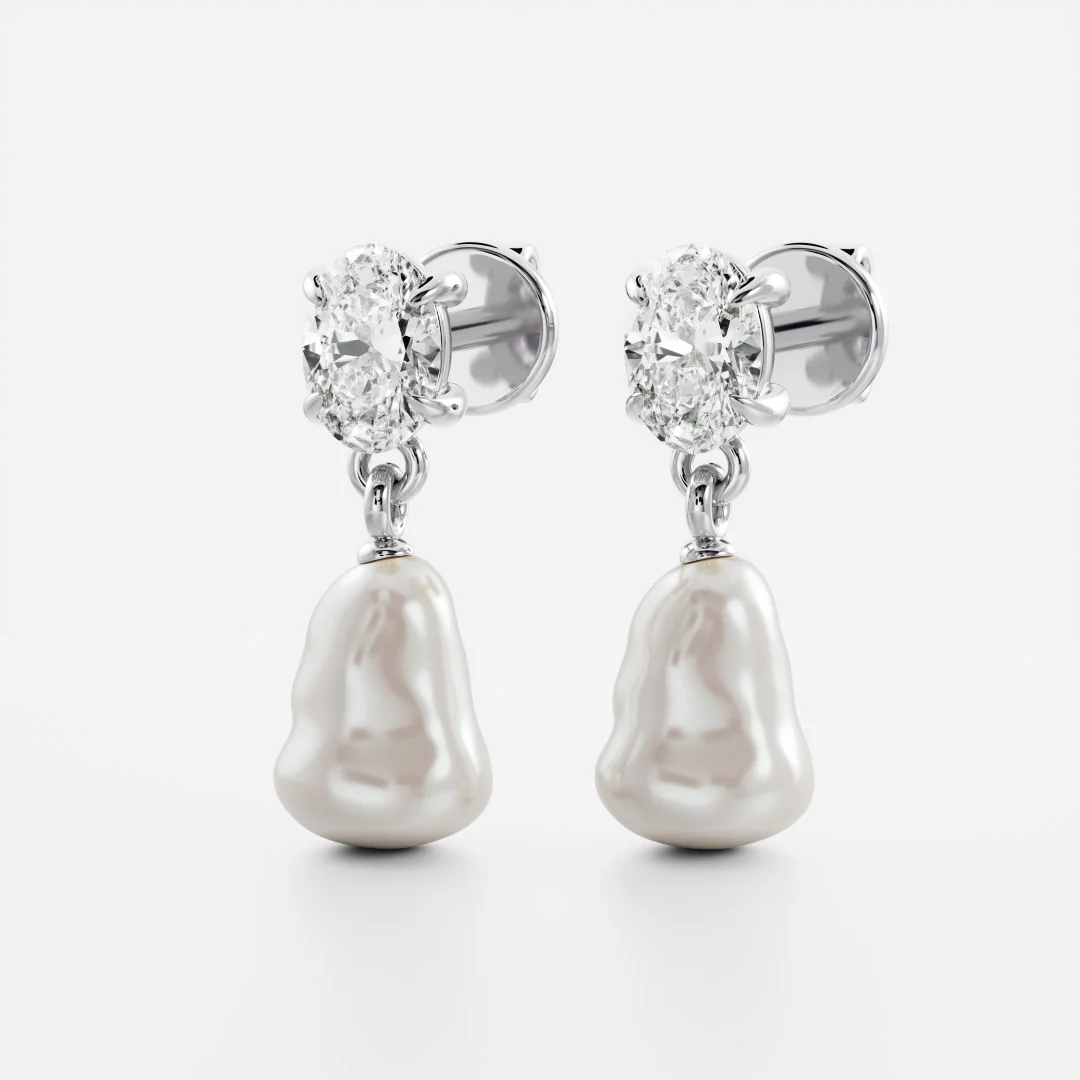 The Angelina Earrings - Keshi Pearl Oval Drop Earrings - Image 11