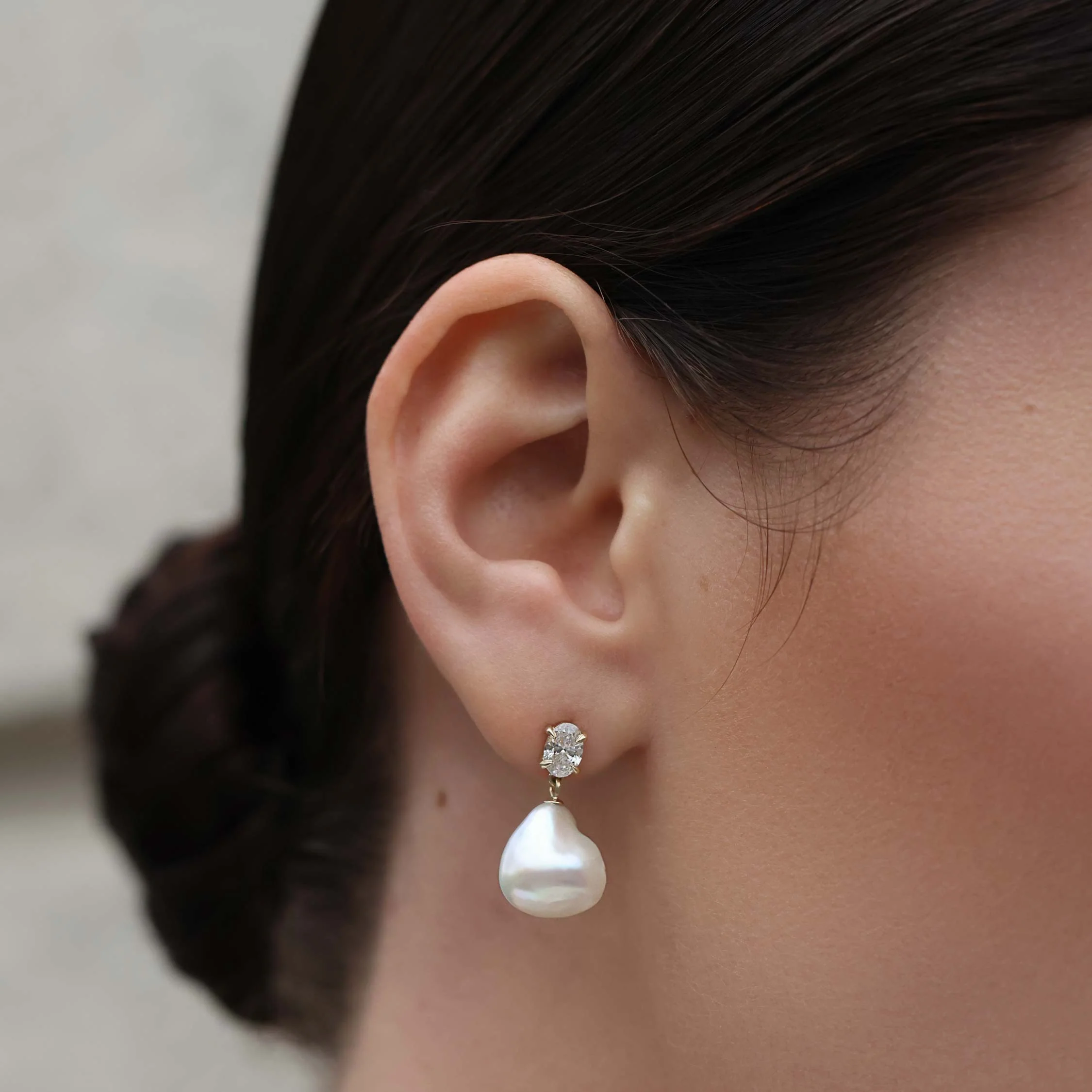 The Angelina Earrings - Keshi Pearl Oval Drop Earrings - Image 4