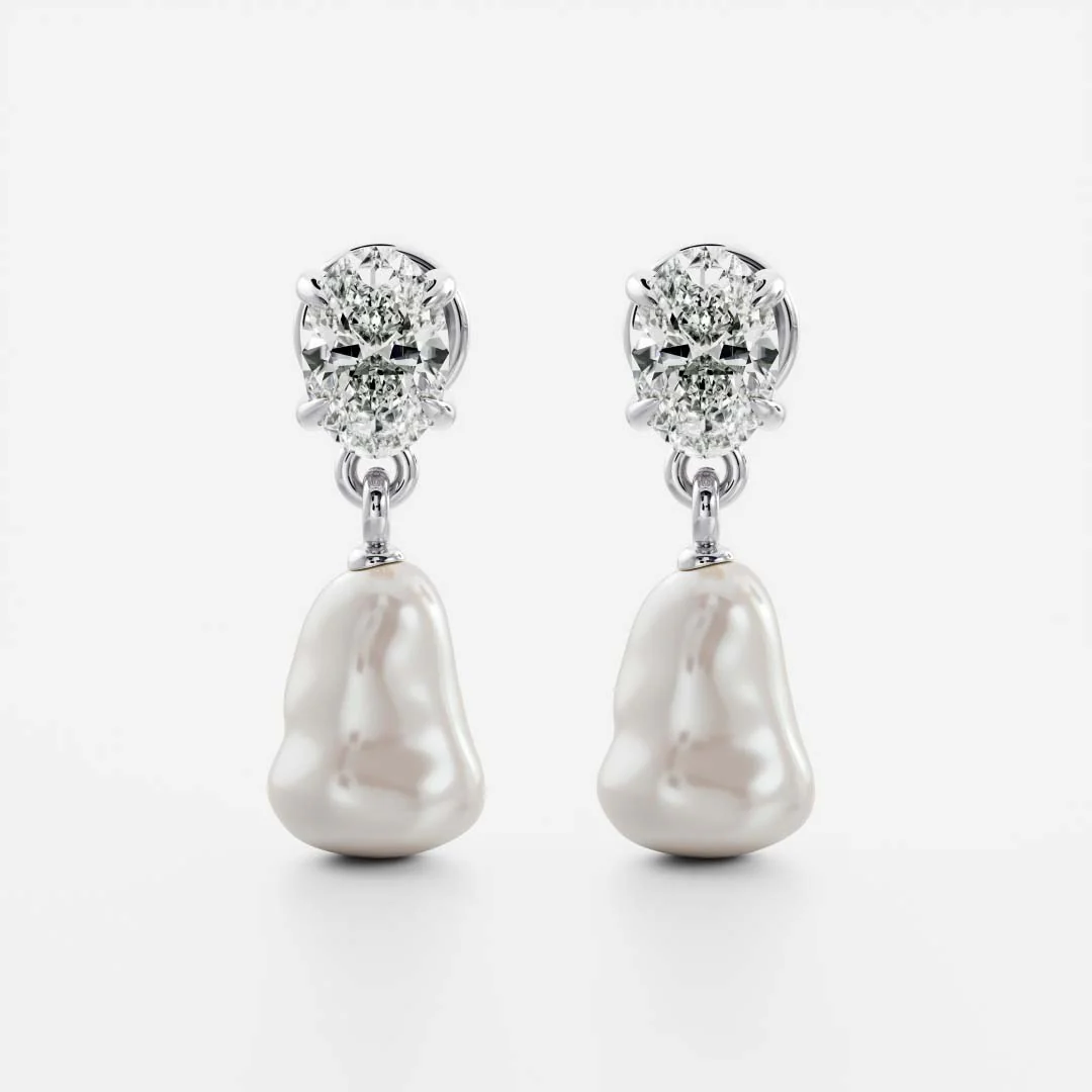 The Angelina Earrings - Keshi Pearl Oval Drop Earrings - Image 5