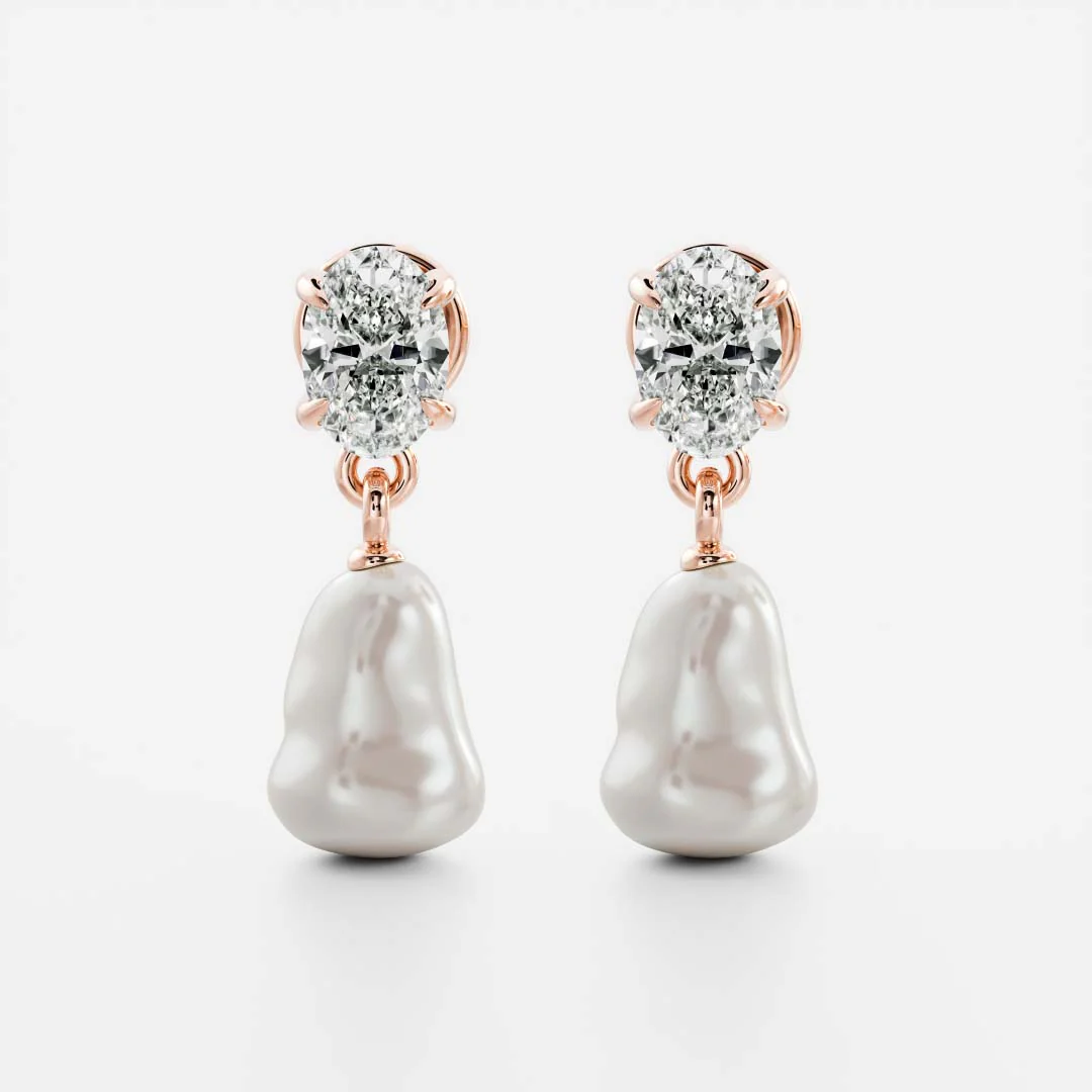 The Angelina Earrings - Keshi Pearl Oval Drop Earrings - Image 6