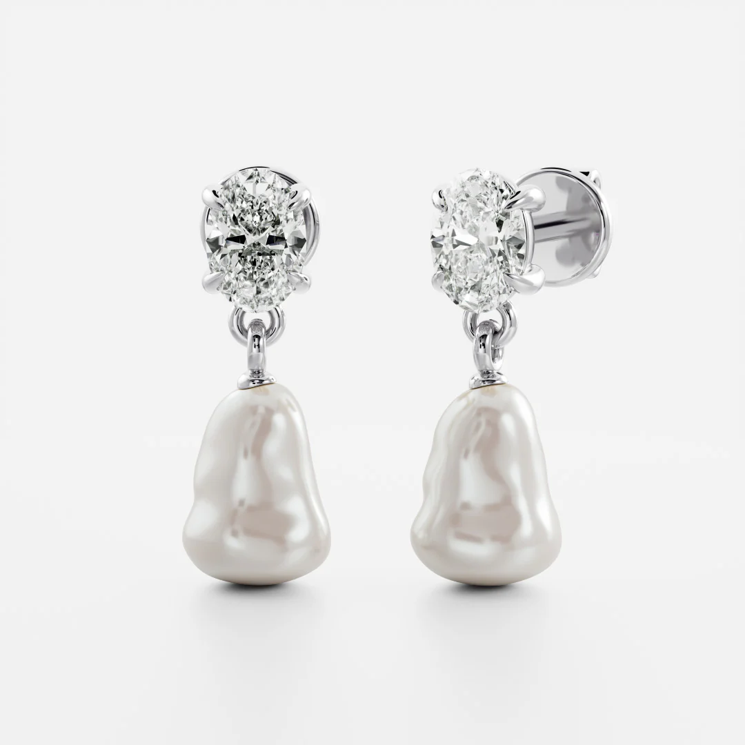 The Angelina Earrings - Keshi Pearl Oval Drop Earrings - Image 7