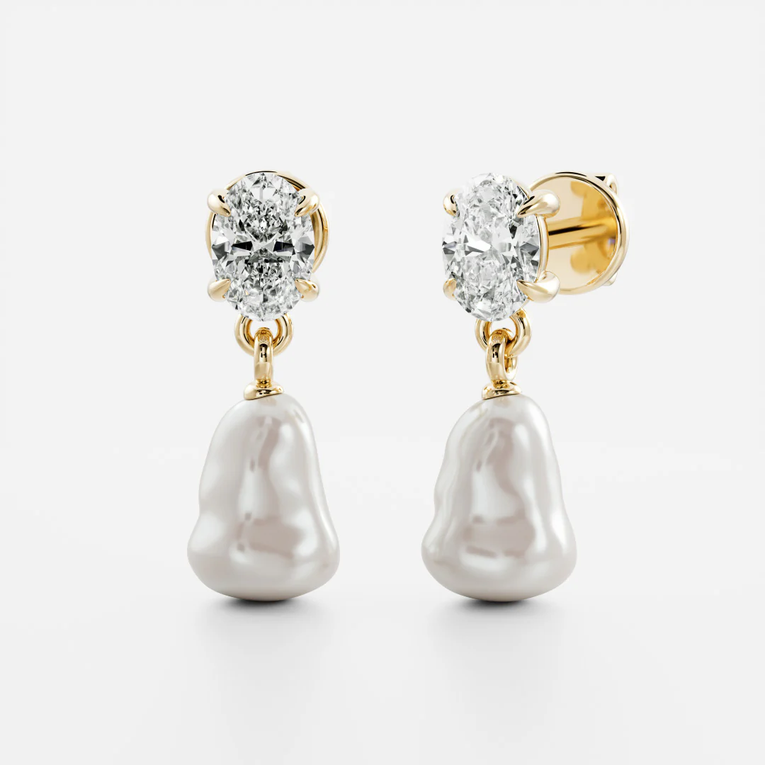 The Angelina Earrings - Keshi Pearl Oval Drop Earrings - Image 8