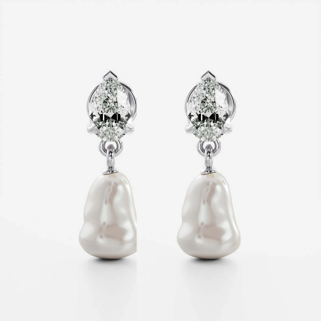The Angelina Earrings - Keshi Pearl Pear Drop Earrings - Image 3