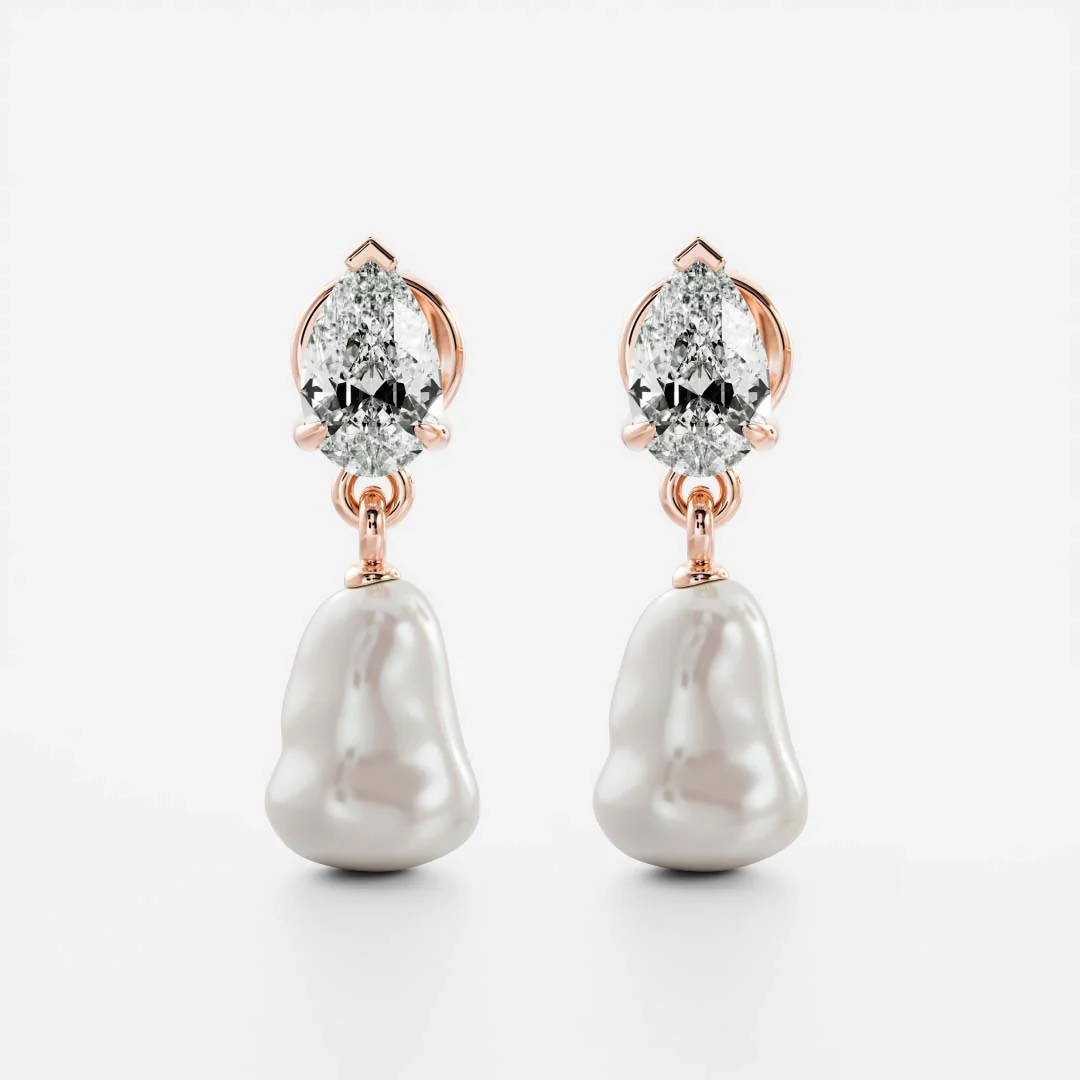 The Angelina Earrings - Keshi Pearl Pear Drop Earrings - Image 4