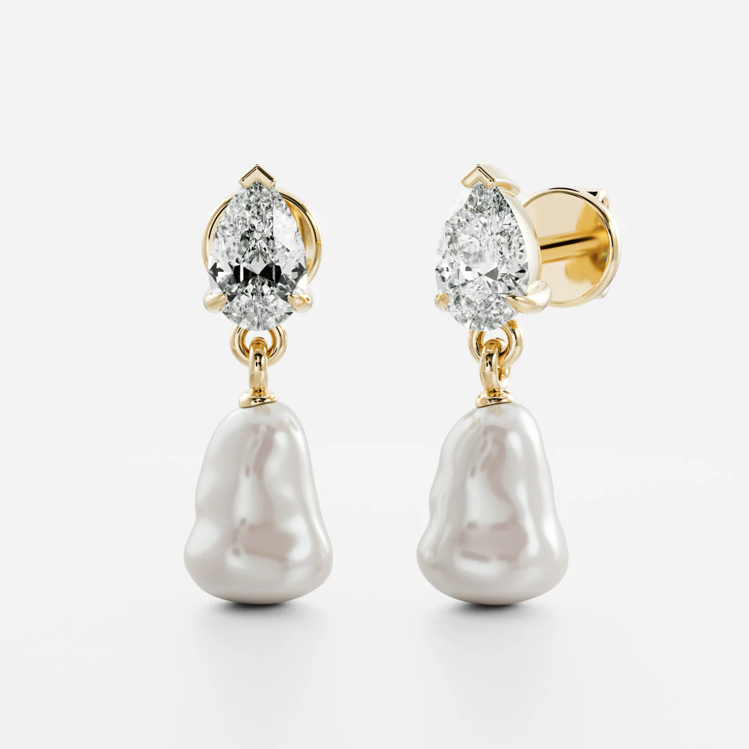 The Angelina Earrings - Keshi Pearl Pear Drop Earrings - Image 5