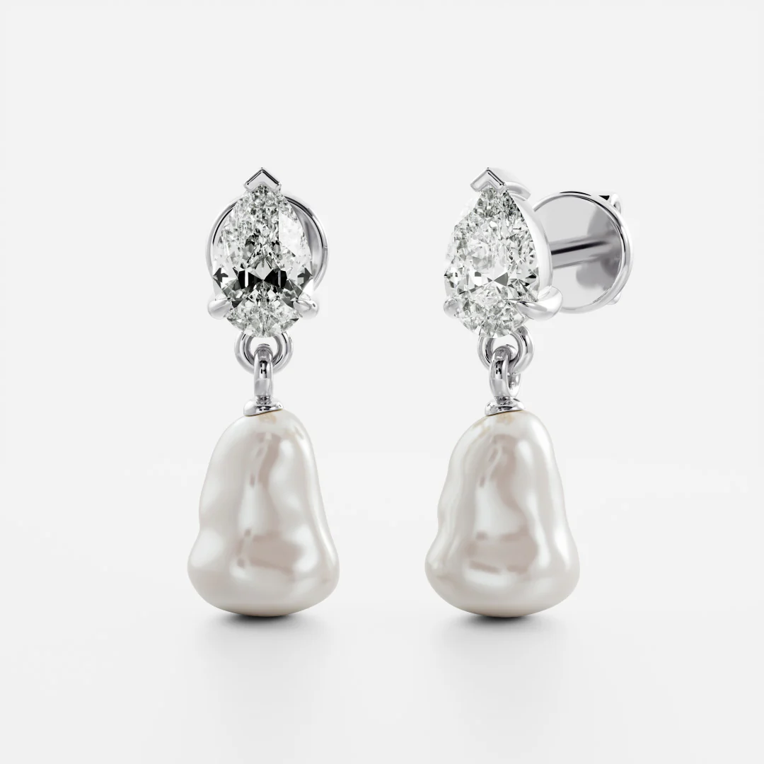The Angelina Earrings - Keshi Pearl Pear Drop Earrings - Image 6