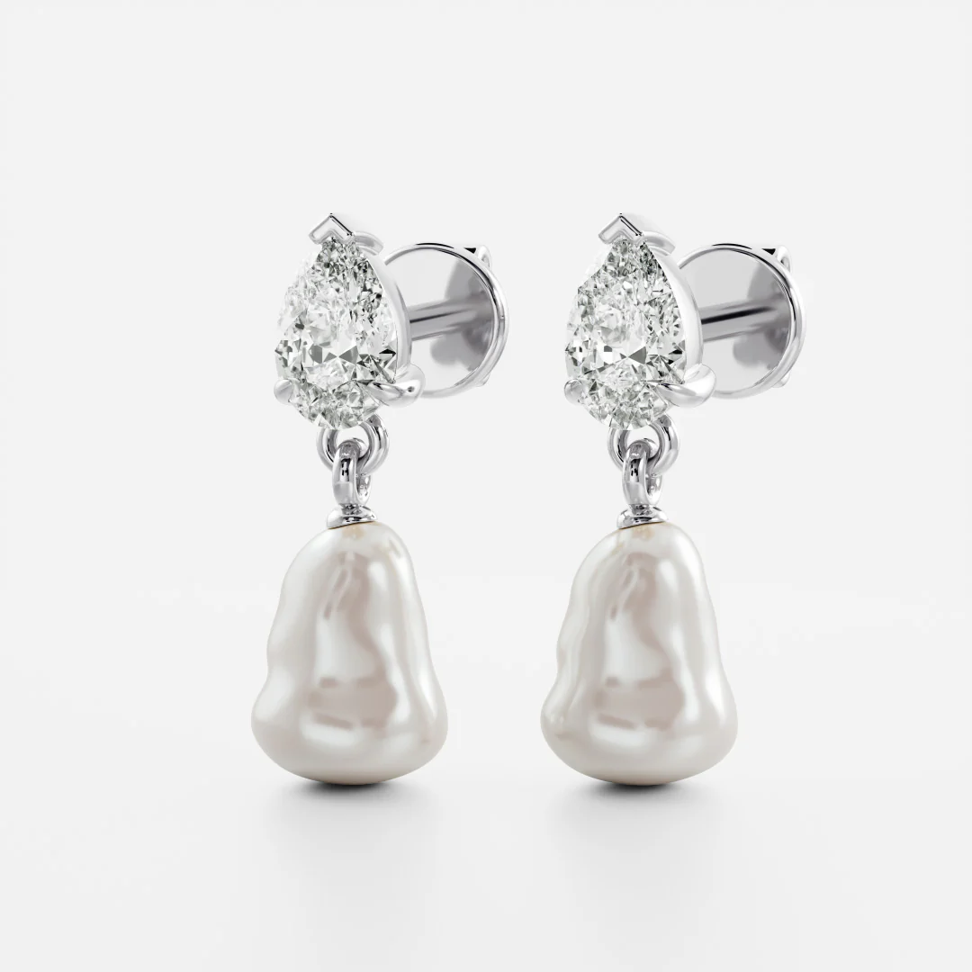 The Angelina Earrings - Keshi Pearl Pear Drop Earrings - Image 9