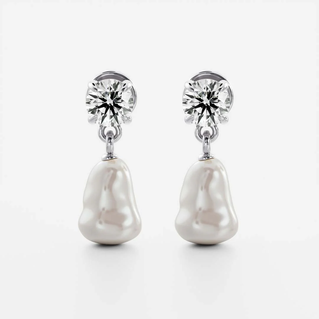The Angelina Earrings - Keshi Pearl Round Drop Earrings - Image 3