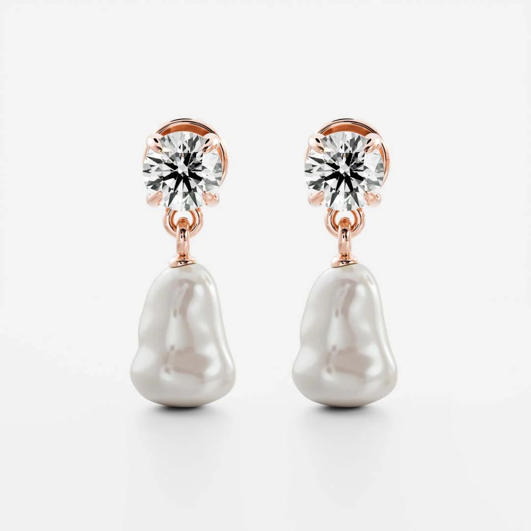 The Angelina Earrings - Keshi Pearl Round Drop Earrings - Image 4