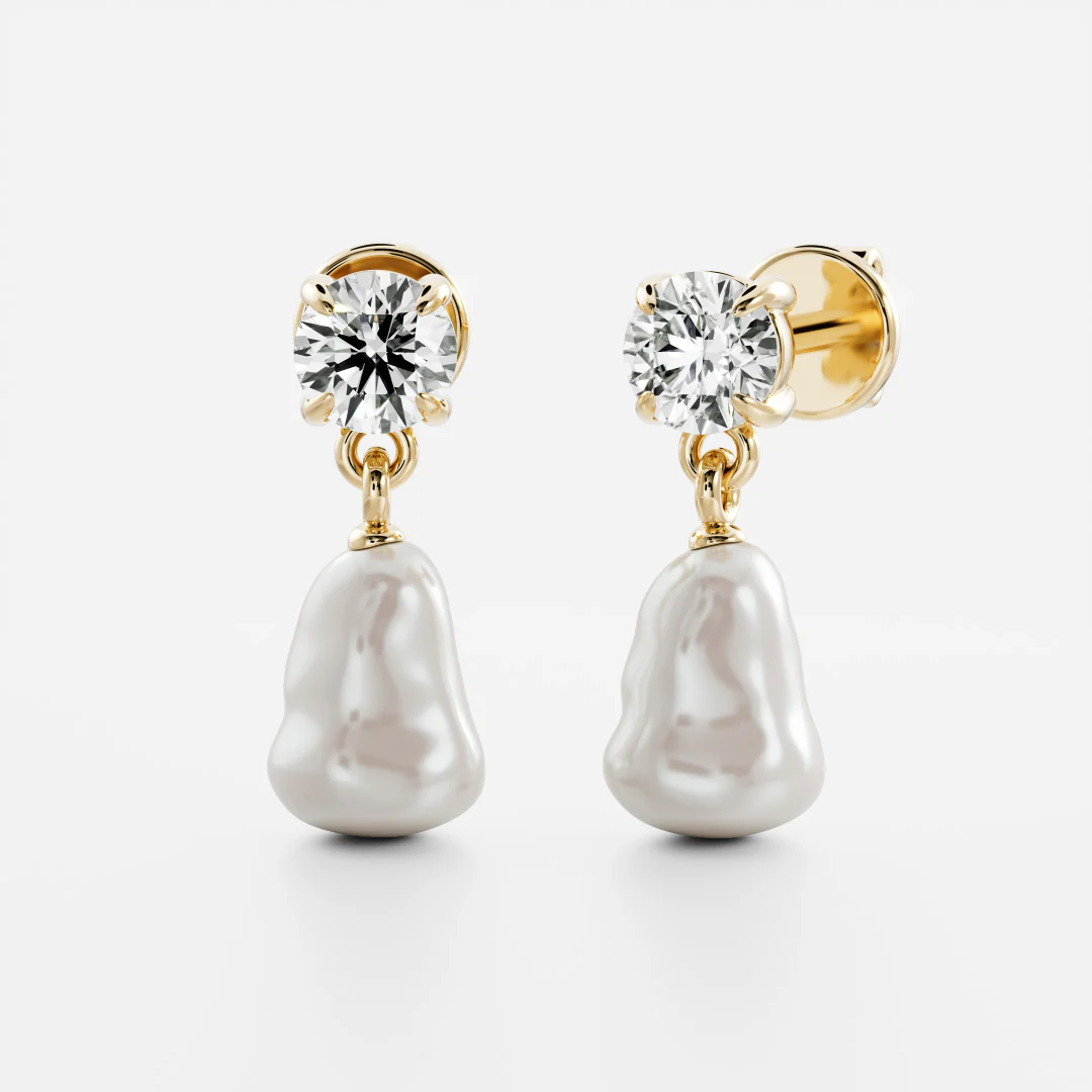 The Angelina Earrings - Keshi Pearl Round Drop Earrings - Image 5