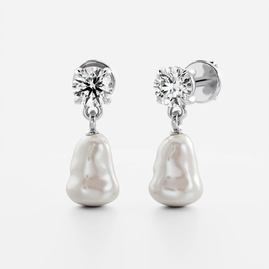 The Angelina Earrings - Keshi Pearl Round Drop Earrings - Image 6