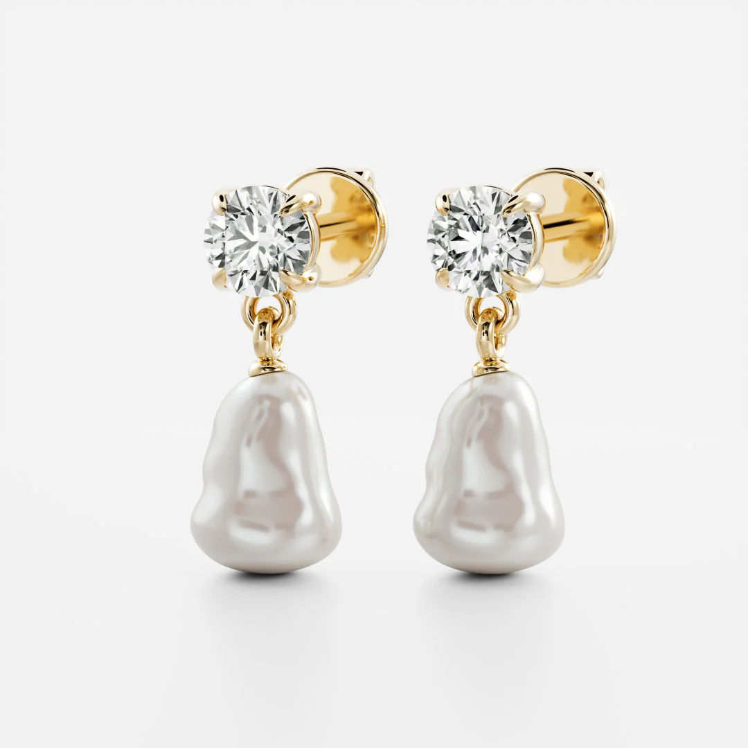 The Angelina Earrings - Keshi Pearl Round Drop Earrings - Image 8