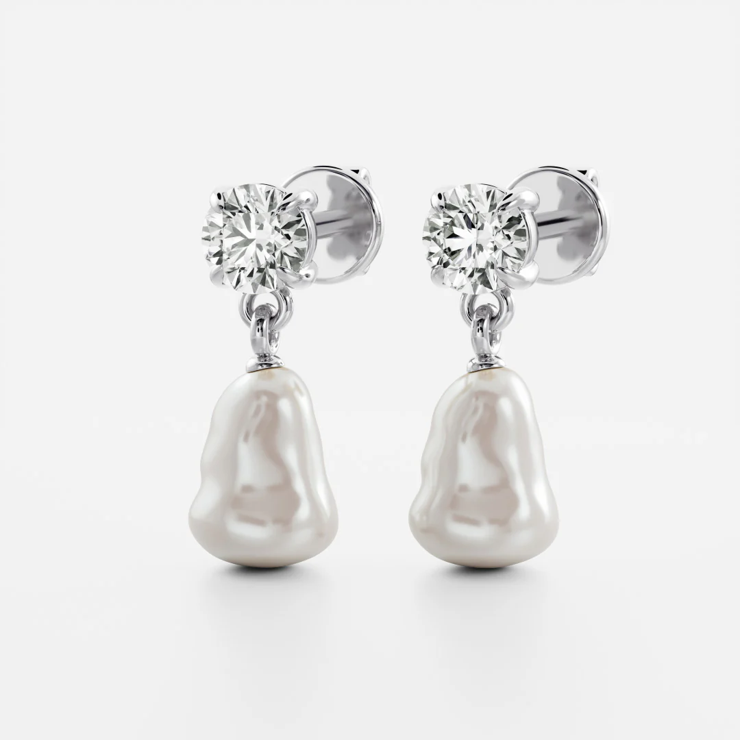 The Angelina Earrings - Keshi Pearl Round Drop Earrings - Image 9