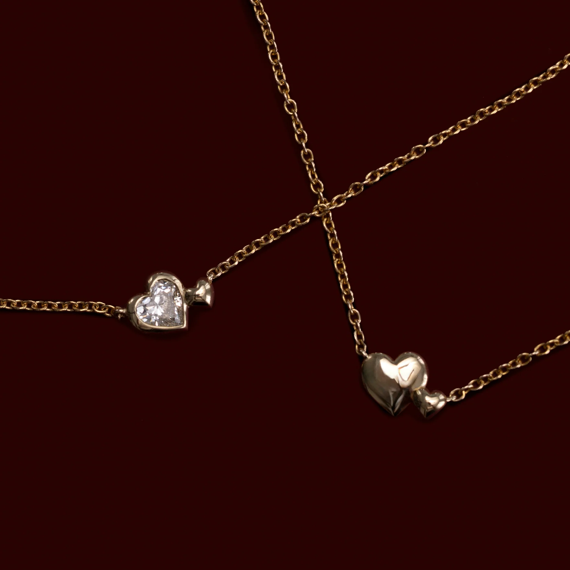 The Arabella Toi et Moi Plain Heart Necklace - Image 5