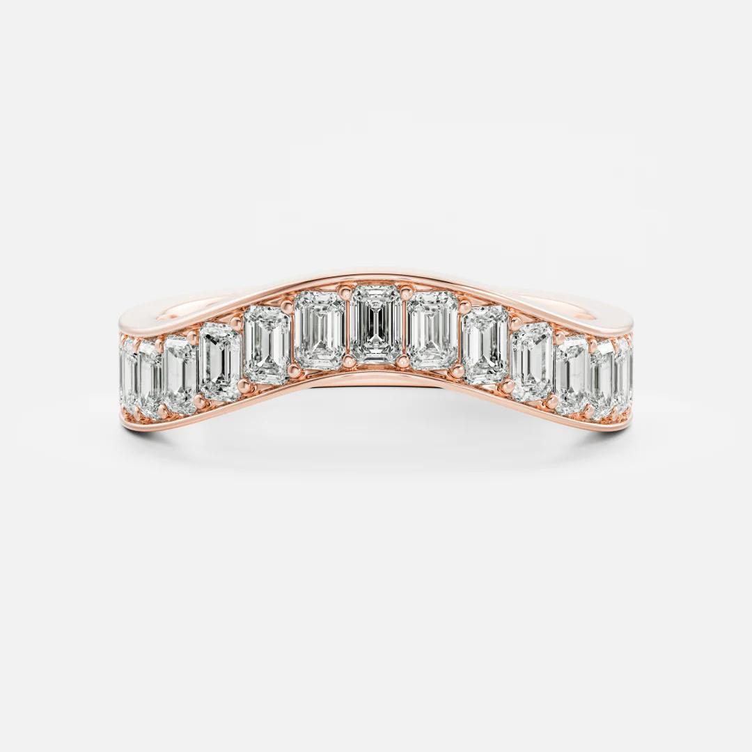 The Arielle Ring - Emerald Curved Wedding Ring - Image 3
