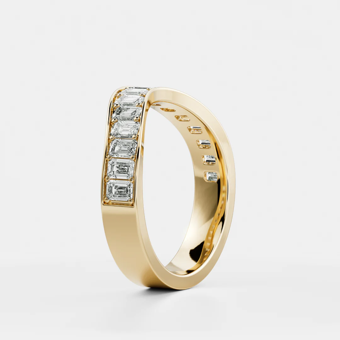 The Arielle Ring - Emerald Curved Wedding Ring - Image 4