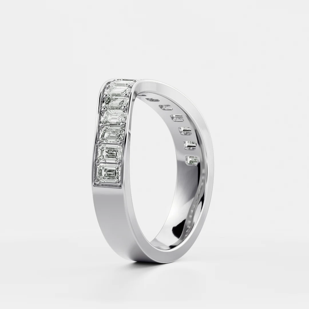 The Arielle Ring - Emerald Curved Wedding Ring - Image 5