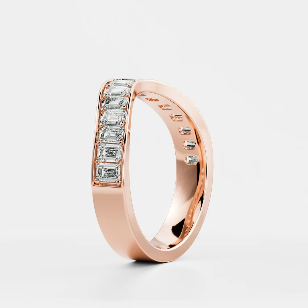 The Arielle Ring - Emerald Curved Wedding Ring - Image 6
