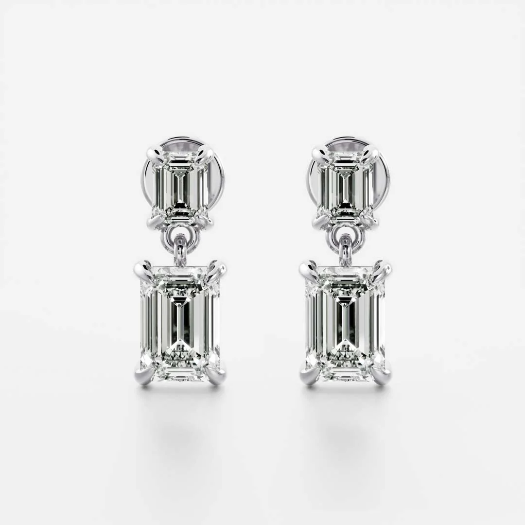 The Arietta Earrings - Emerald Double Drop Earrings - Image 3