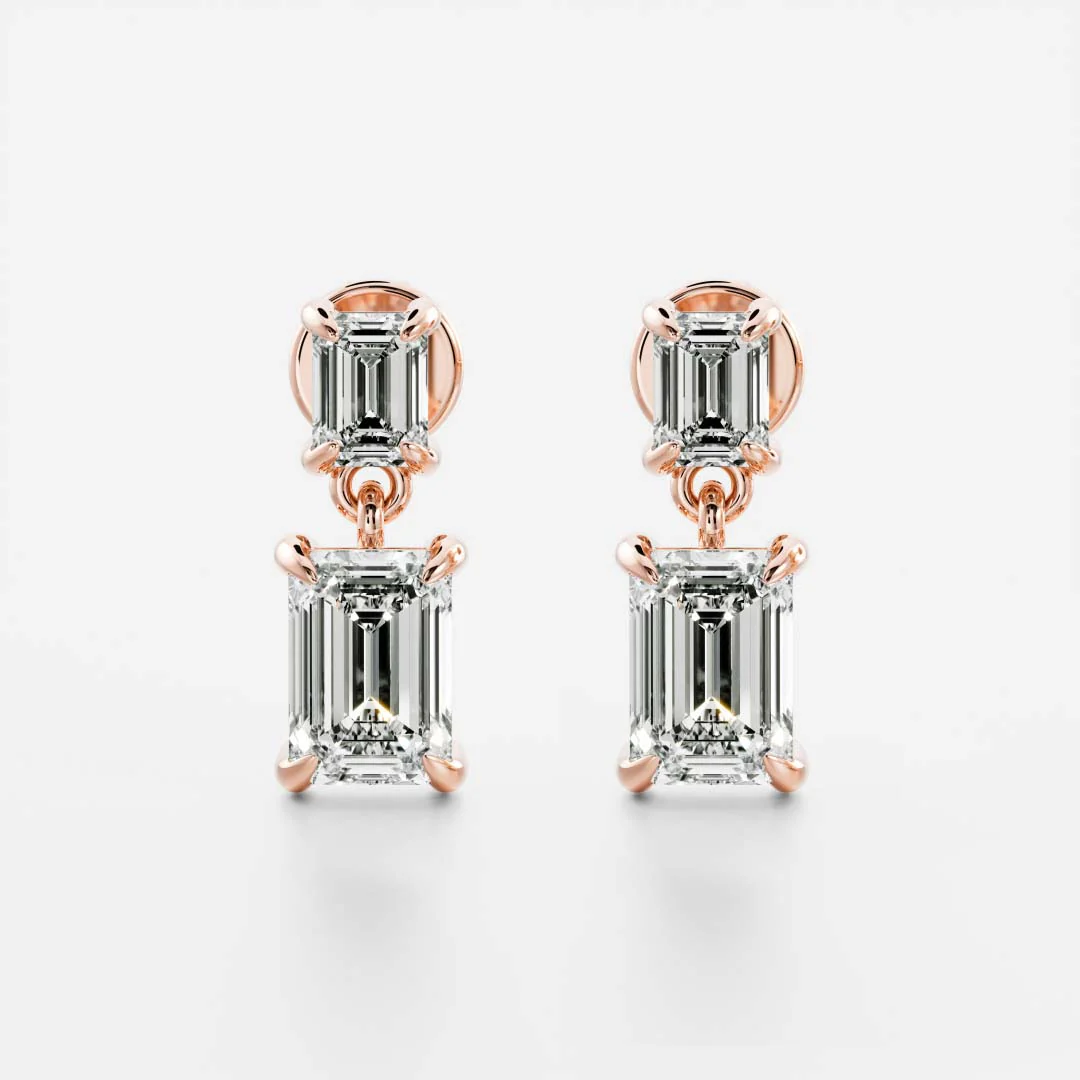 The Arietta Earrings - Emerald Double Drop Earrings - Image 4