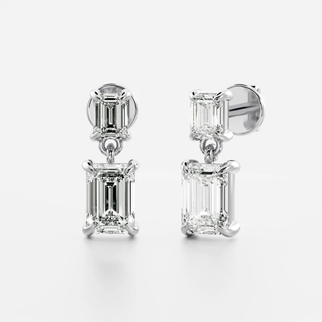 The Arietta Earrings - Emerald Double Drop Earrings - Image 6