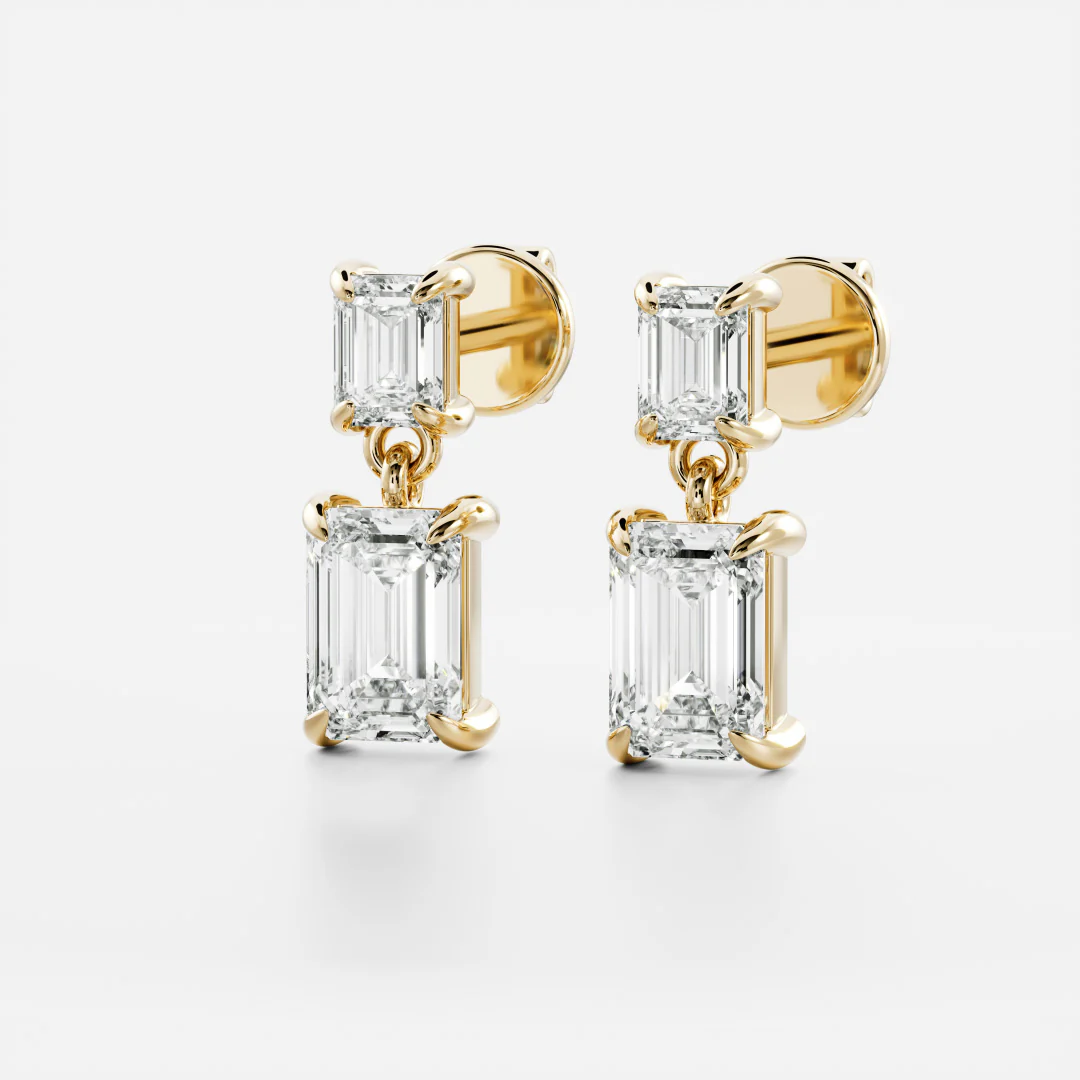 The Arietta Earrings - Emerald Double Drop Earrings - Image 8