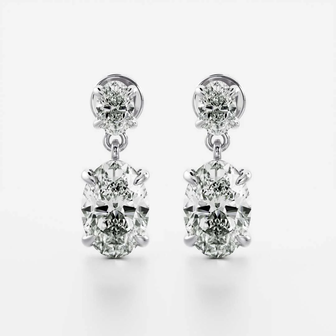 The Arietta Earrings - Oval Double Drop Earrings - Image 3