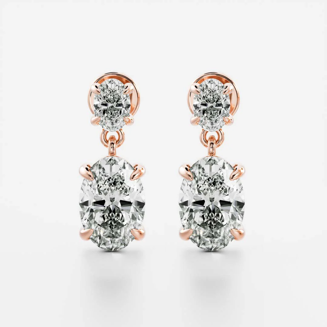 The Arietta Earrings - Oval Double Drop Earrings - Image 4